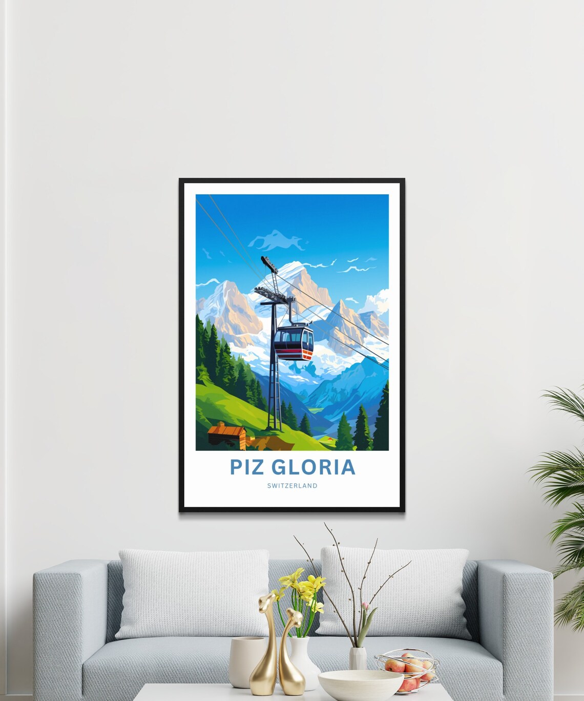 Piz Gloria Switzerland Cable Car Gondola Over Alpine Valley Poster - Image 3