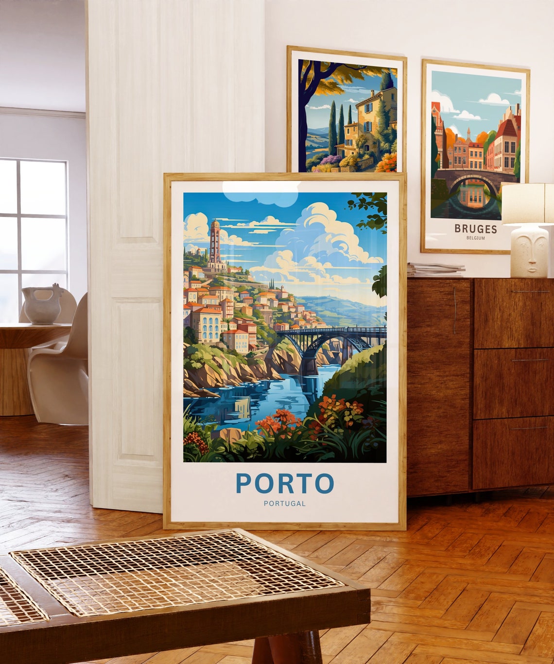 Personalized Porto Portugal Riverside Bridge Hillside Gift Poster - Image 5