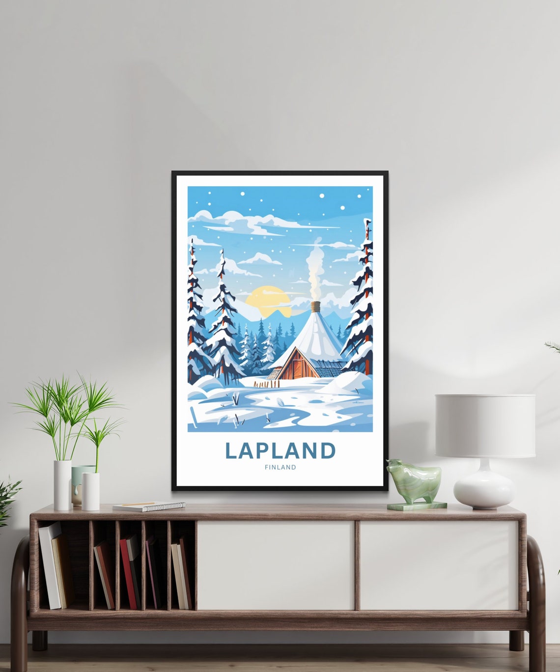 Personalized Lapland Finland Snowy Cabin Custom Text Travel Poster - Image 3