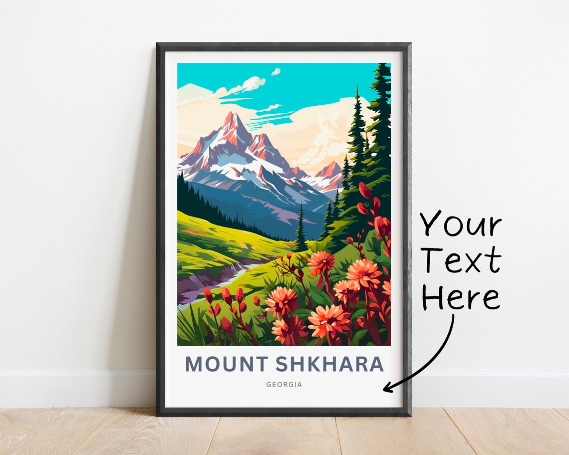 Mount Shkhara Georgia Alpine Wildflower Meadow Personalized Poster