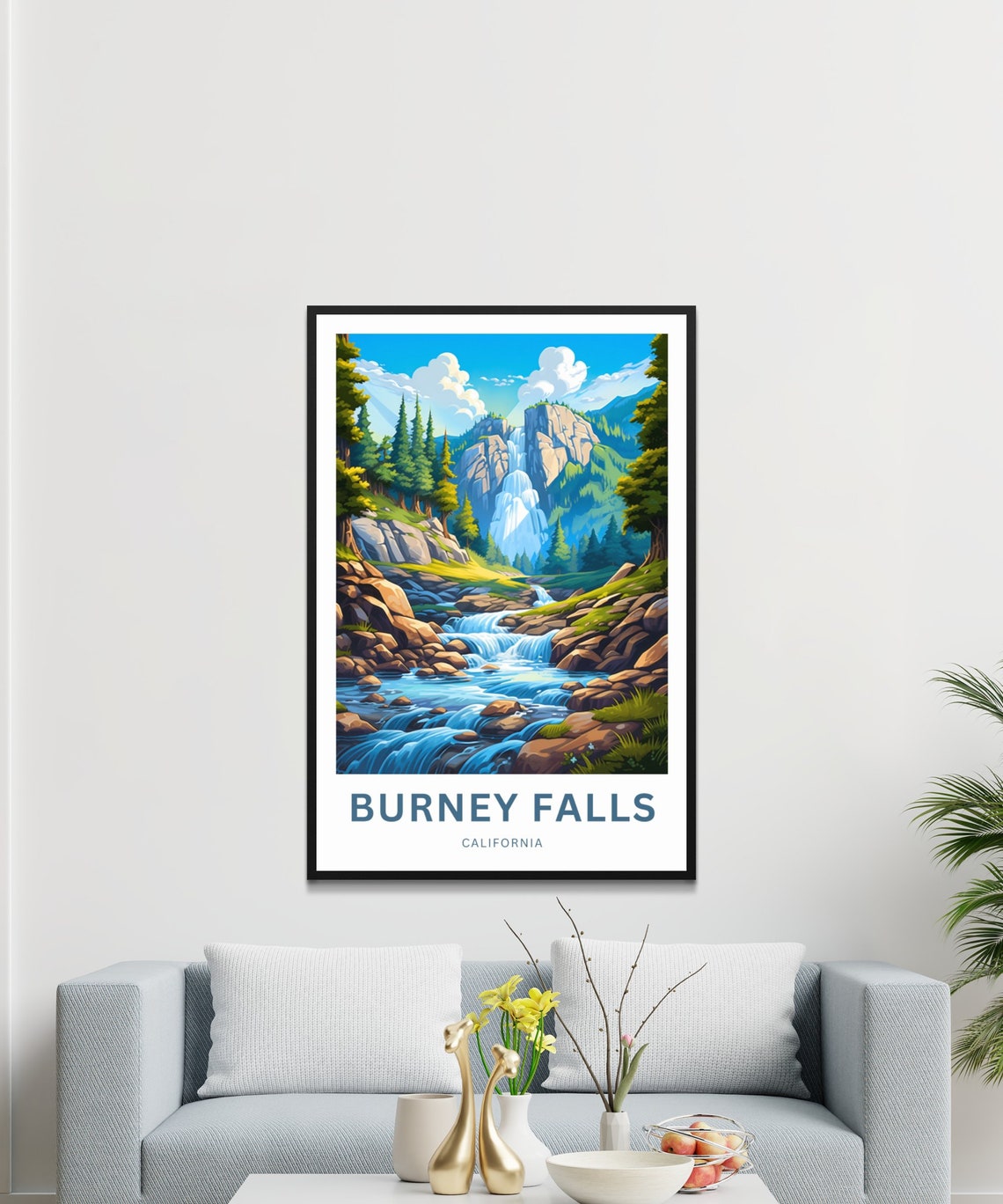 Personalized Burney Falls California Cliff Waterfall Stream Poster - Image 3
