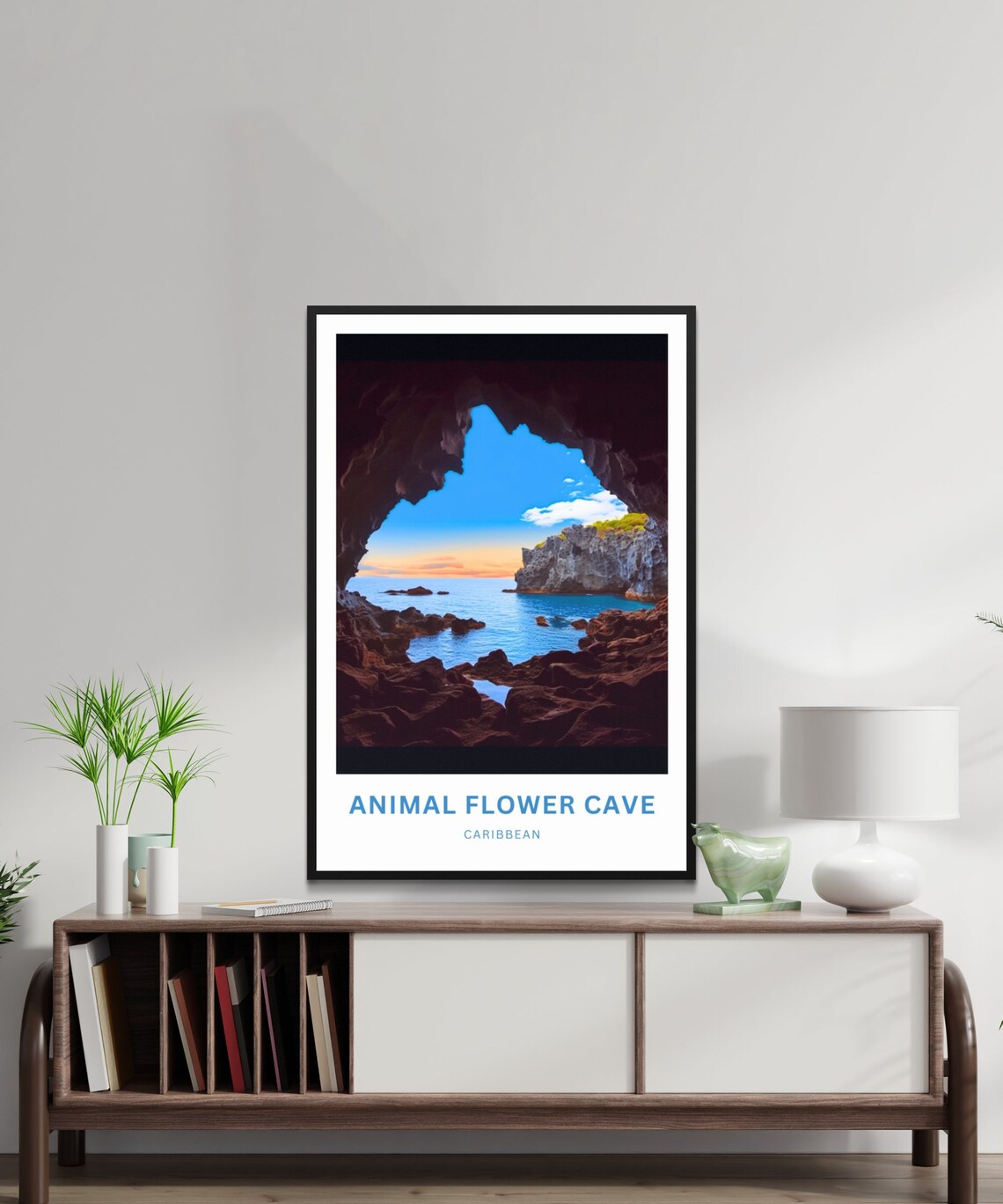 Animal Flower Cave Caribbean Sunset Ocean Cavern Photography Poster - Image 2