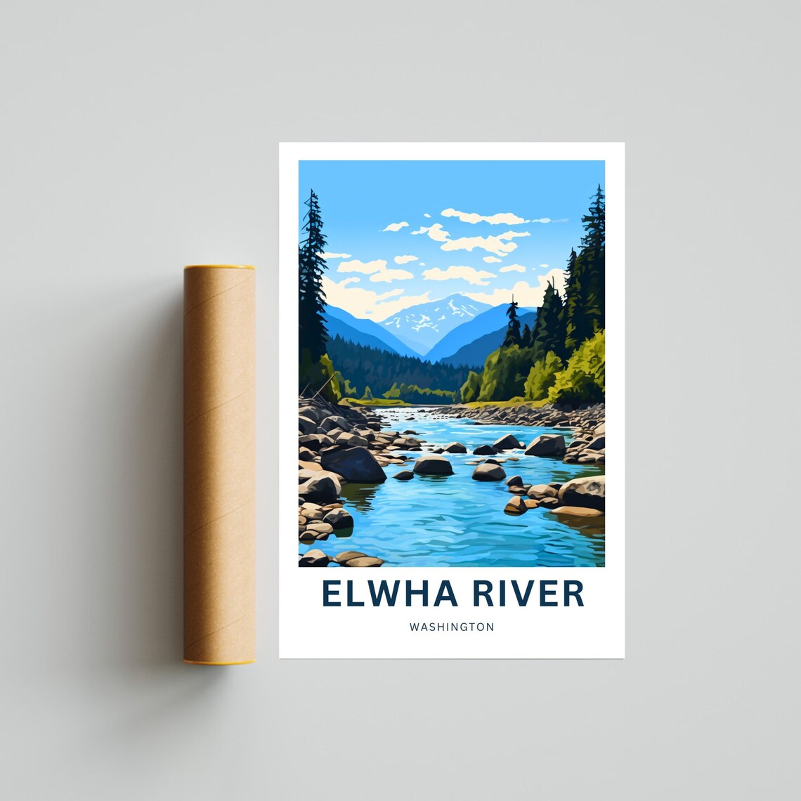 Elwha River Washington Evergreen Forest River Rapids Travel Poster - Image 4