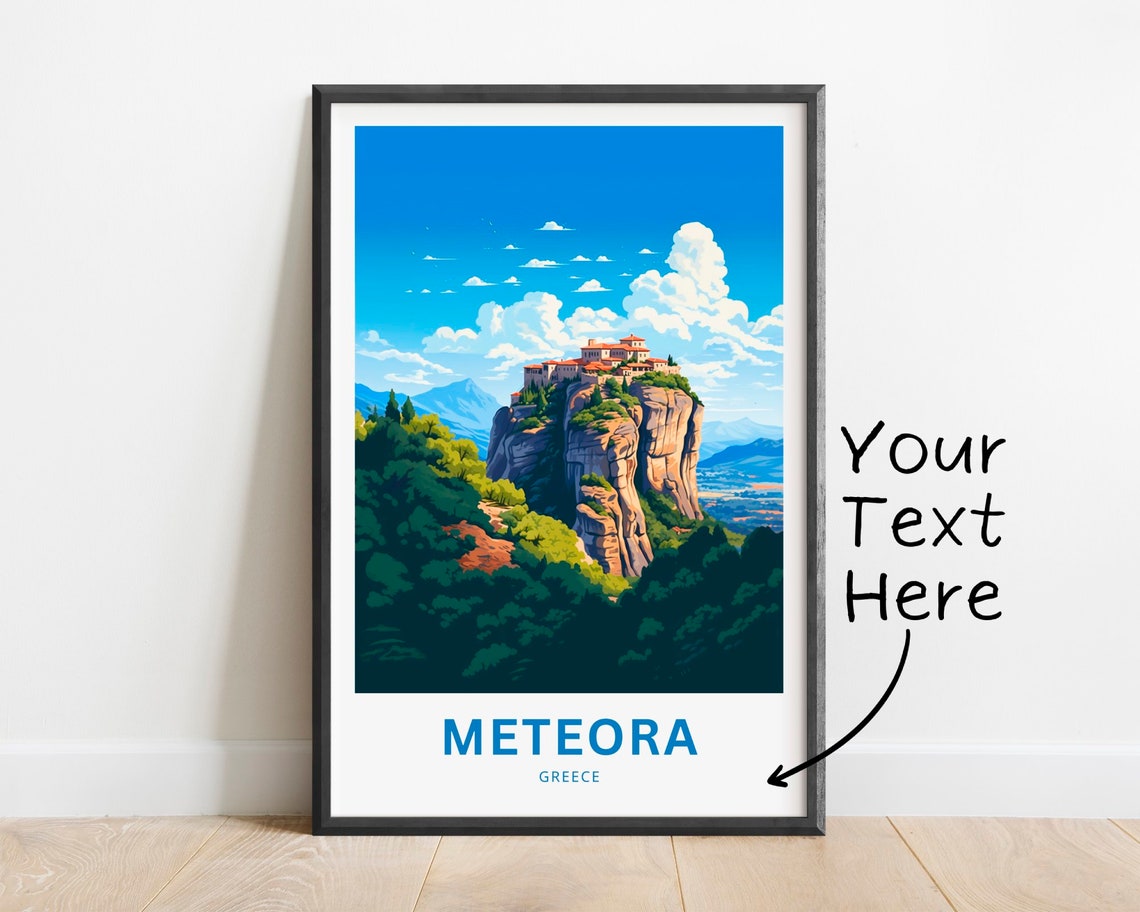 Personalized Meteora Greece Monastery Cliffs Custom Travel Poster