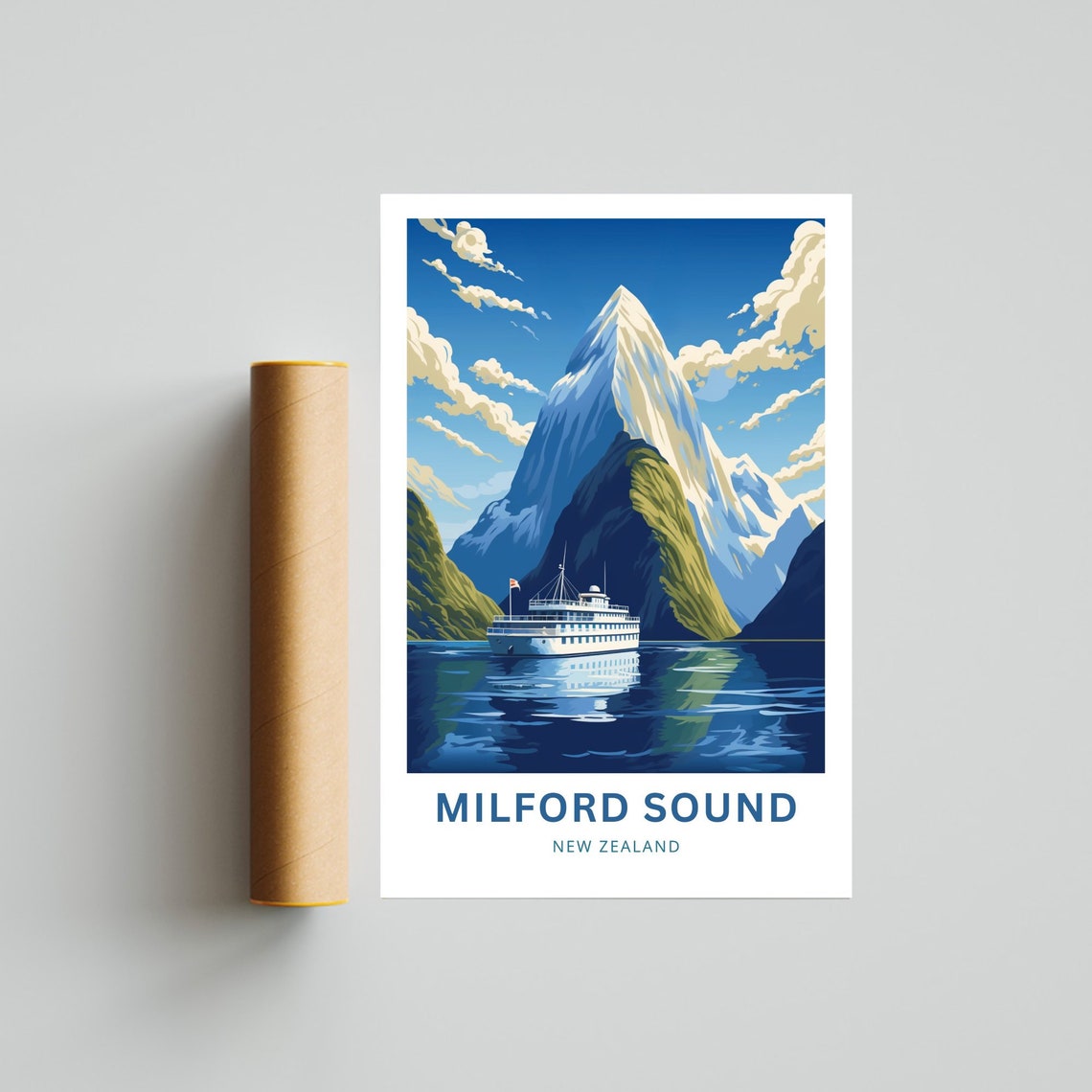 Milford Sound Travel Print Milford Sound Poster New Zealand Wall Art Framed Present Gift New Zealand Present - Image 4