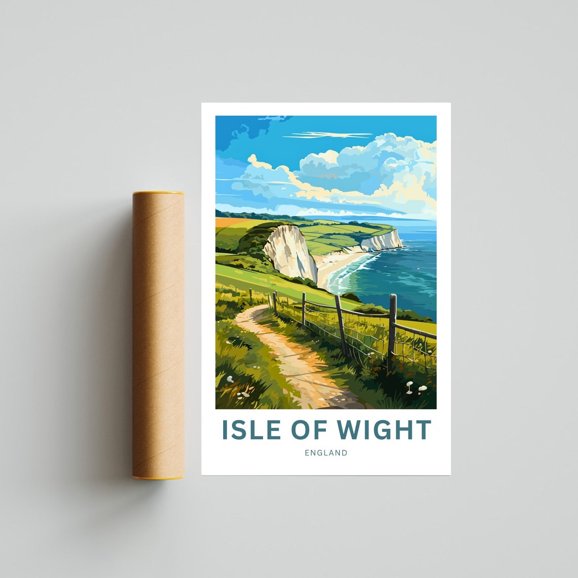 Personalized Isle of Wight England White Cliffs Custom Poster - Image 4