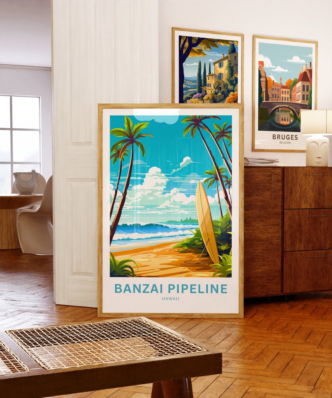 Personalized Banzai Pipeline Hawaii Beach Custom Text Poster - Image 5