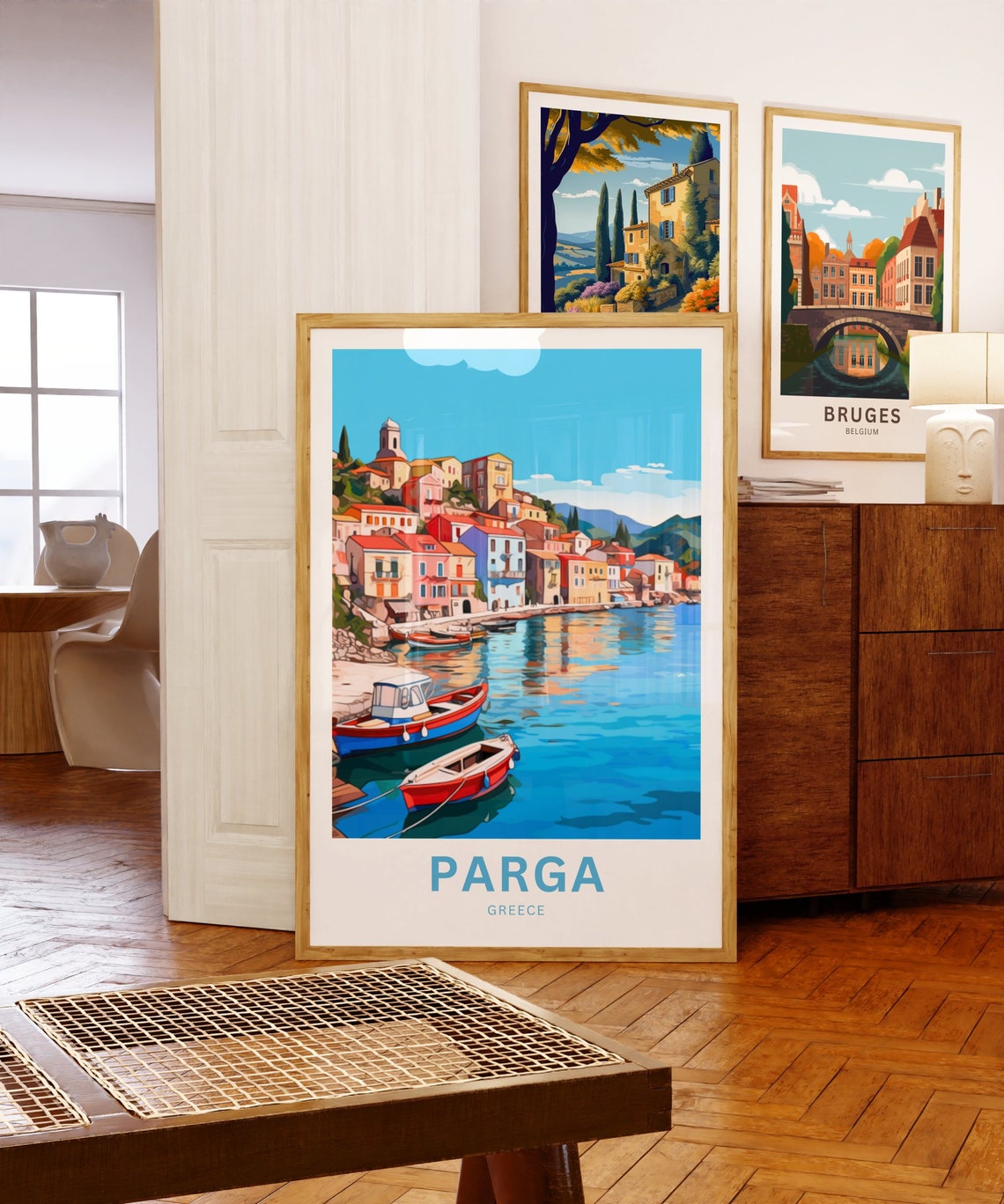Personalized Parga Greece Fishing Boats Travel Poster Custom Text Gift - Image 5