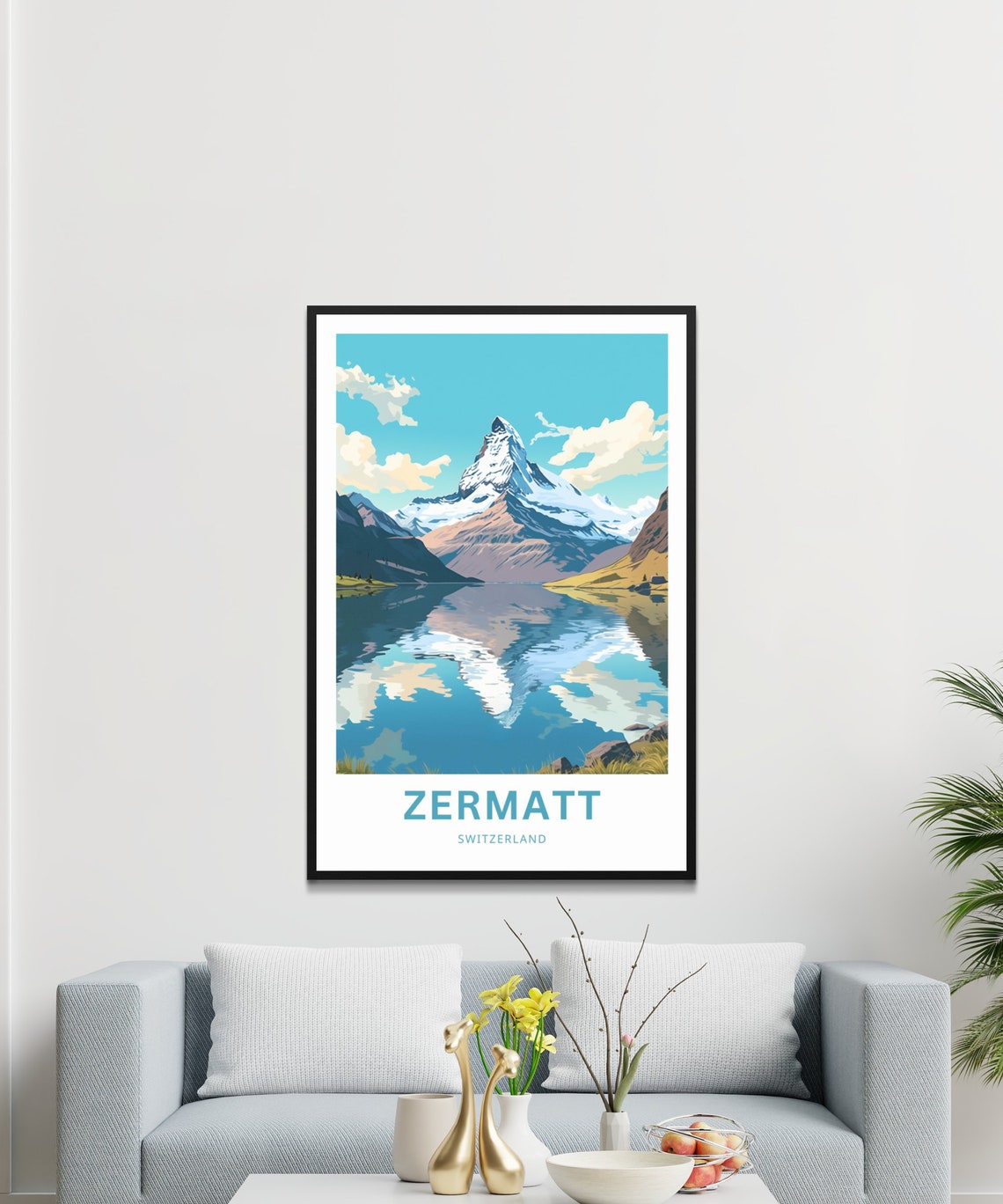 Zermatt Personalized Switzerland Matterhorn Lake Reflection Poster - Image 3