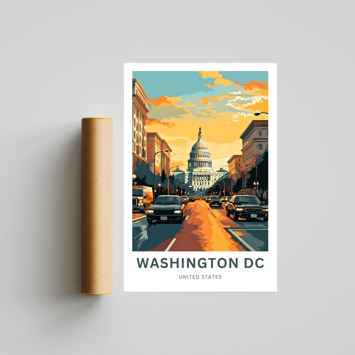 Personalized Washington DC Capitol Avenue Sunset Glow Travel Poster - Image 4