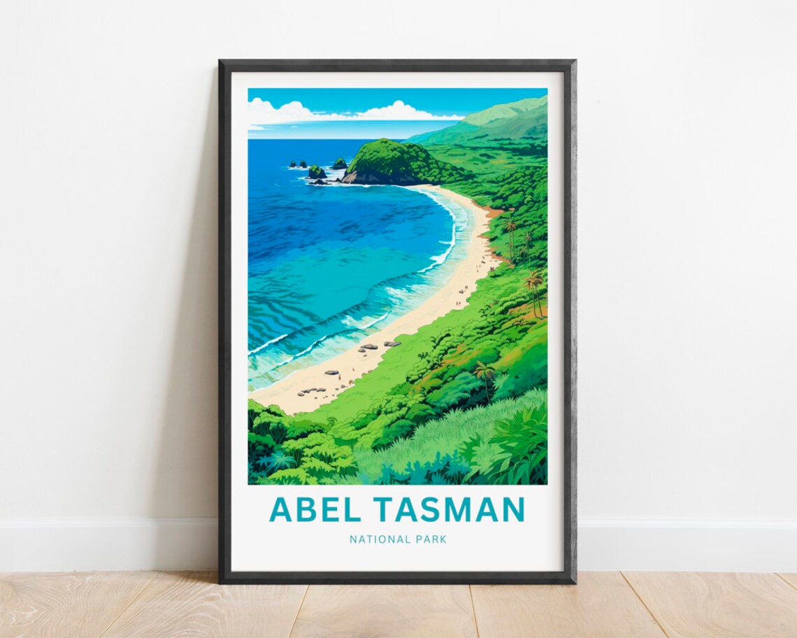 Abel Tasman National Park Coast Cove Lush Green Hills Poster