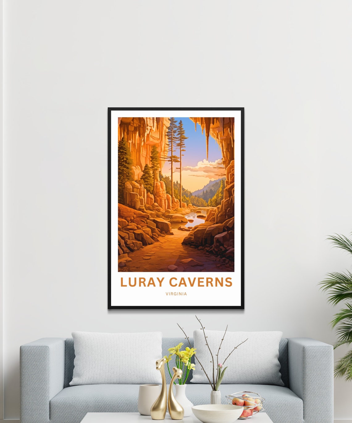 Luray Caverns Virginia Orange Cave Rock Formations Travel Poster - Image 3