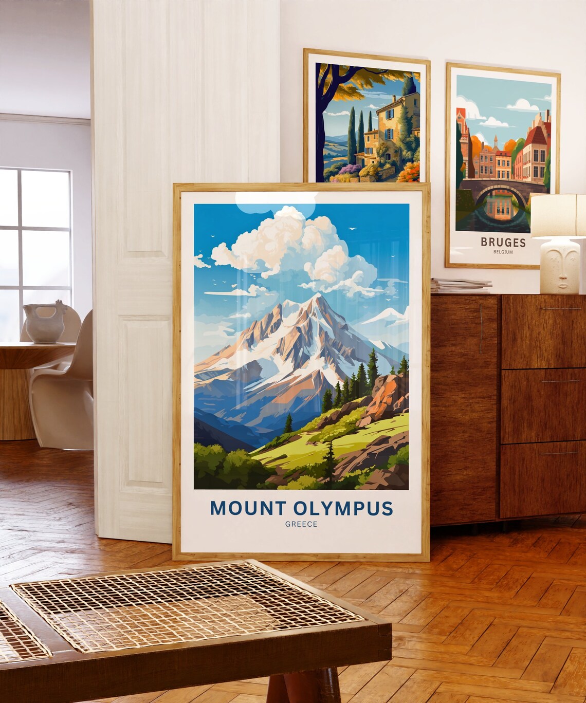 Mount Olympus Greece Snowy Alpine Peak Meadow Vintage Travel Poster - Image 5