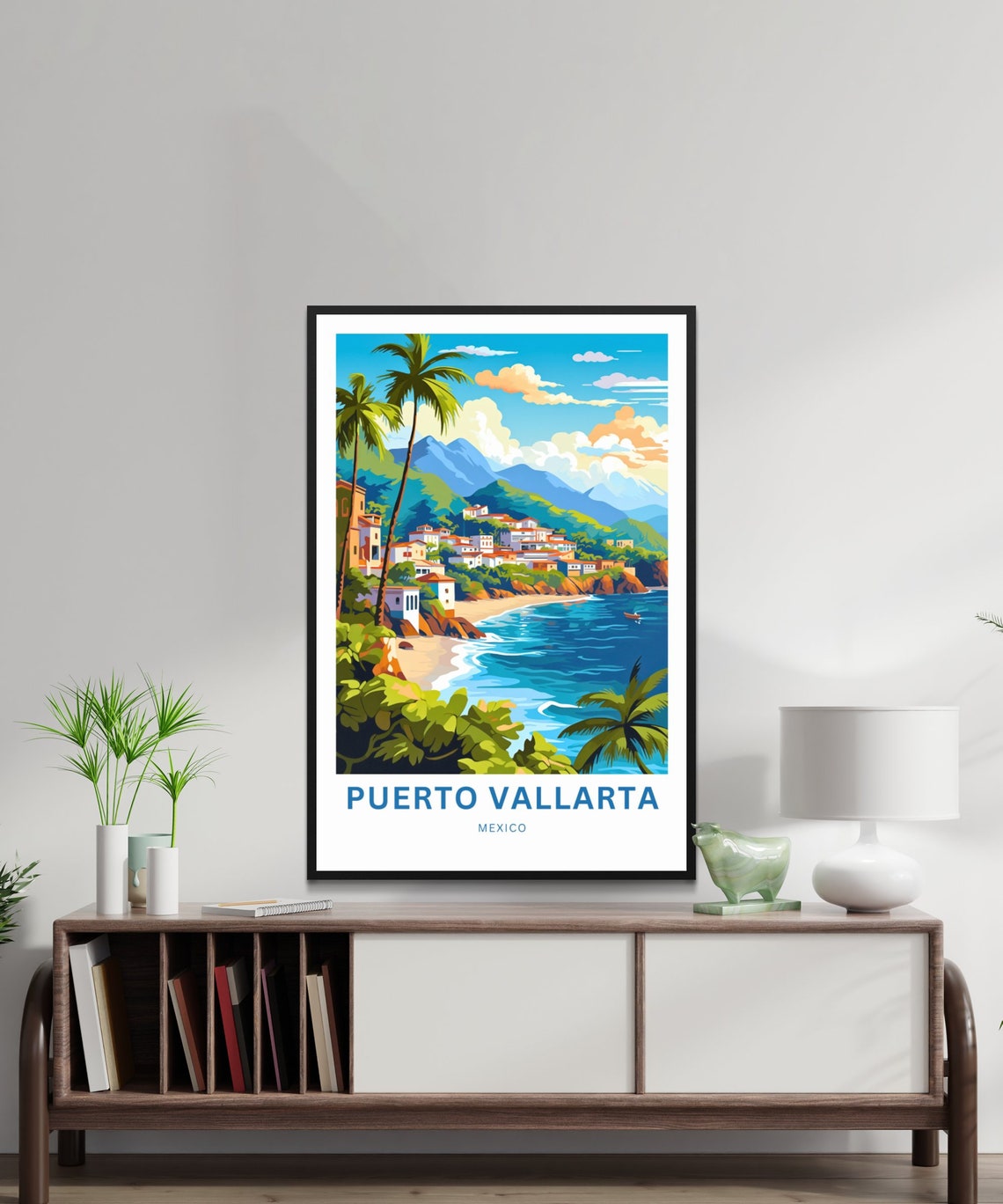 Puerto Vallarta Travel Print Puerto Vallarta Poster Mexico Wall Art Framed Present Gift Mexico Decor Present Customize Your Text - Image 2