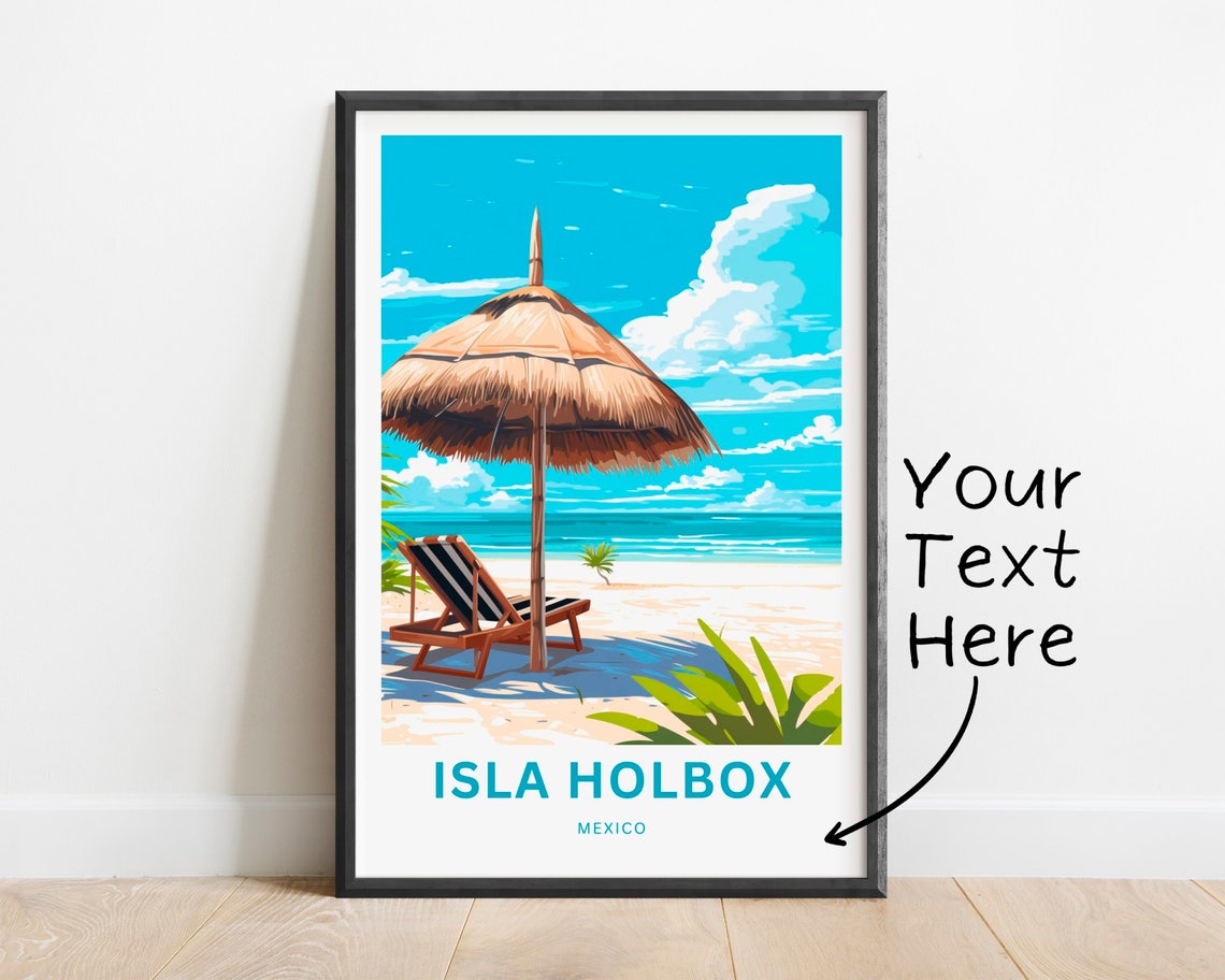 Prsonalized Isla Holbox Travel Print Isla Holbox Poster Mexico Wall Art Framed Present Gift Mexico Present