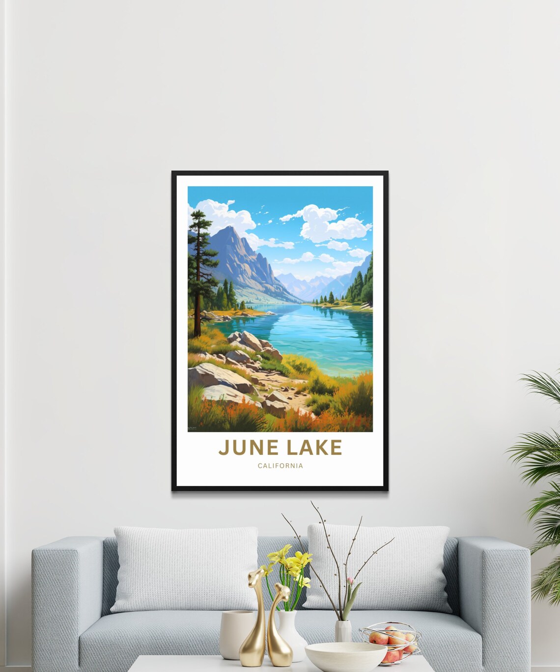 June Lake California Golden Lakeside Pine Peaks Personalized Poster - Image 3