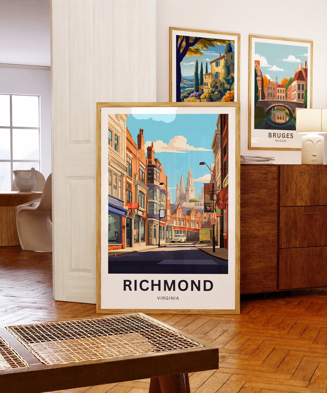 Richmond Virginia Historic Brick Street Church Towers Travel Poster - Image 5