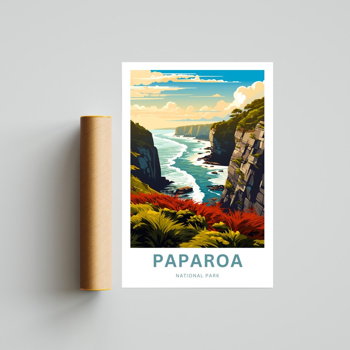 Paparoa National Park Sea Cliffs Waves Rugged Coast Travel Poster - Image 4