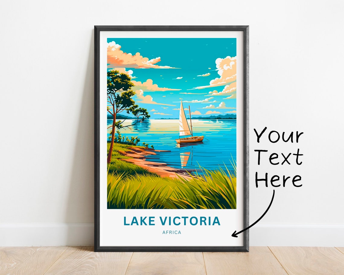 Lake Victoria Africa Customizable Sailboat Sunset Poster Artwork
