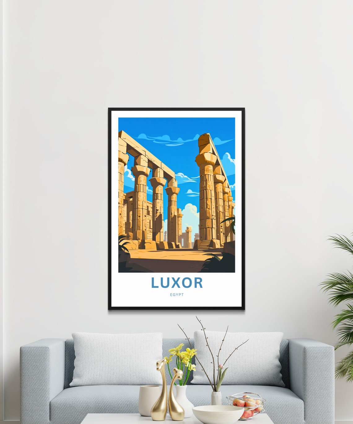 Luxor Egypt Ancient Stone Columns Under Clear Blue Sky Poster - Image 3