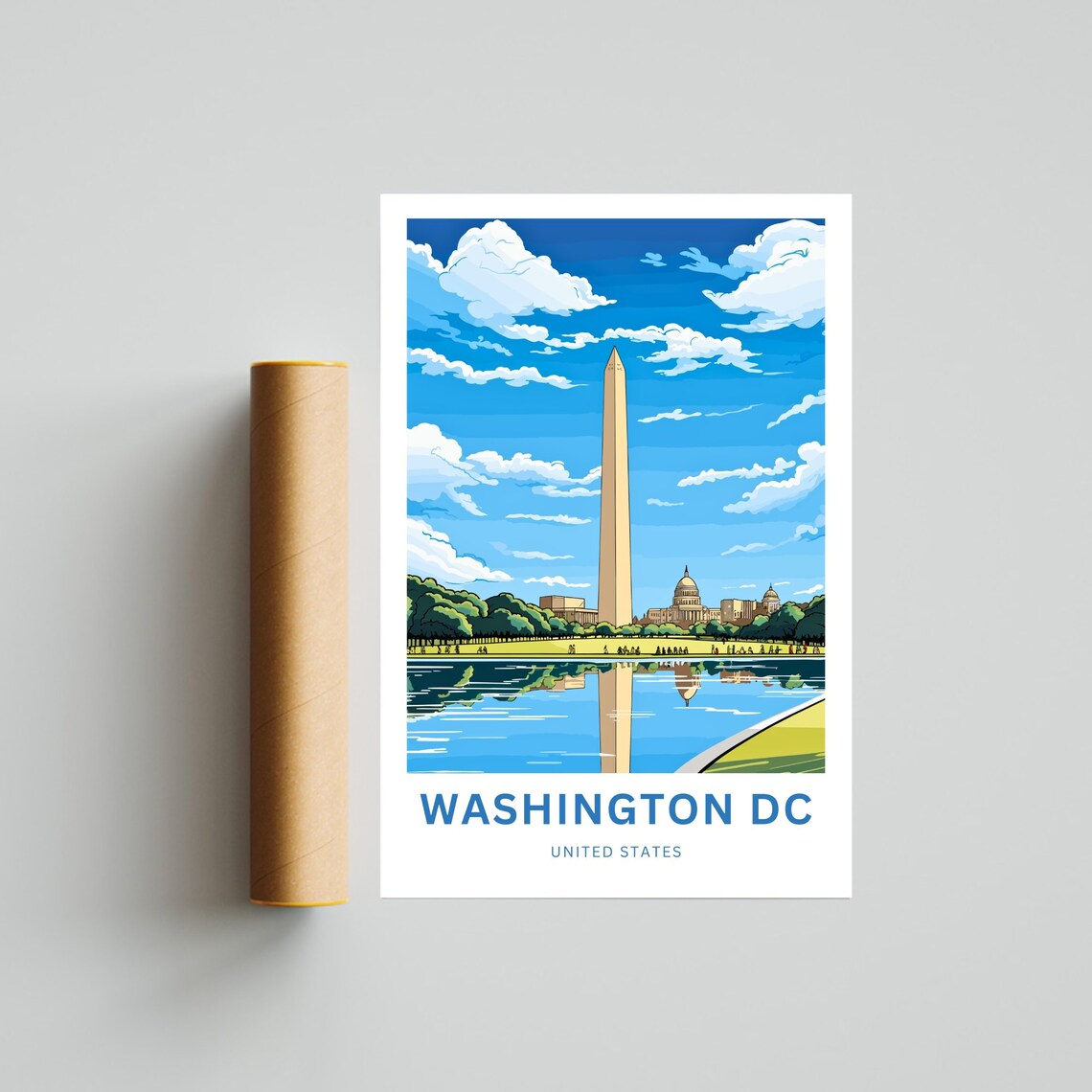 Washington DC Monument Capitol Blue Sky Day Customizable Poster - Image 4