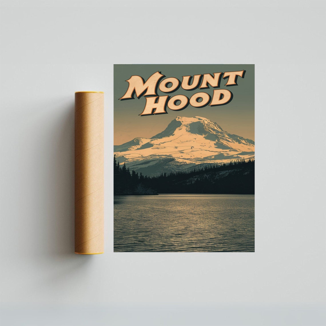 Mount Hood Oregon Retro Travel Poster Golden Snowy Peak Wilderness - Image 3