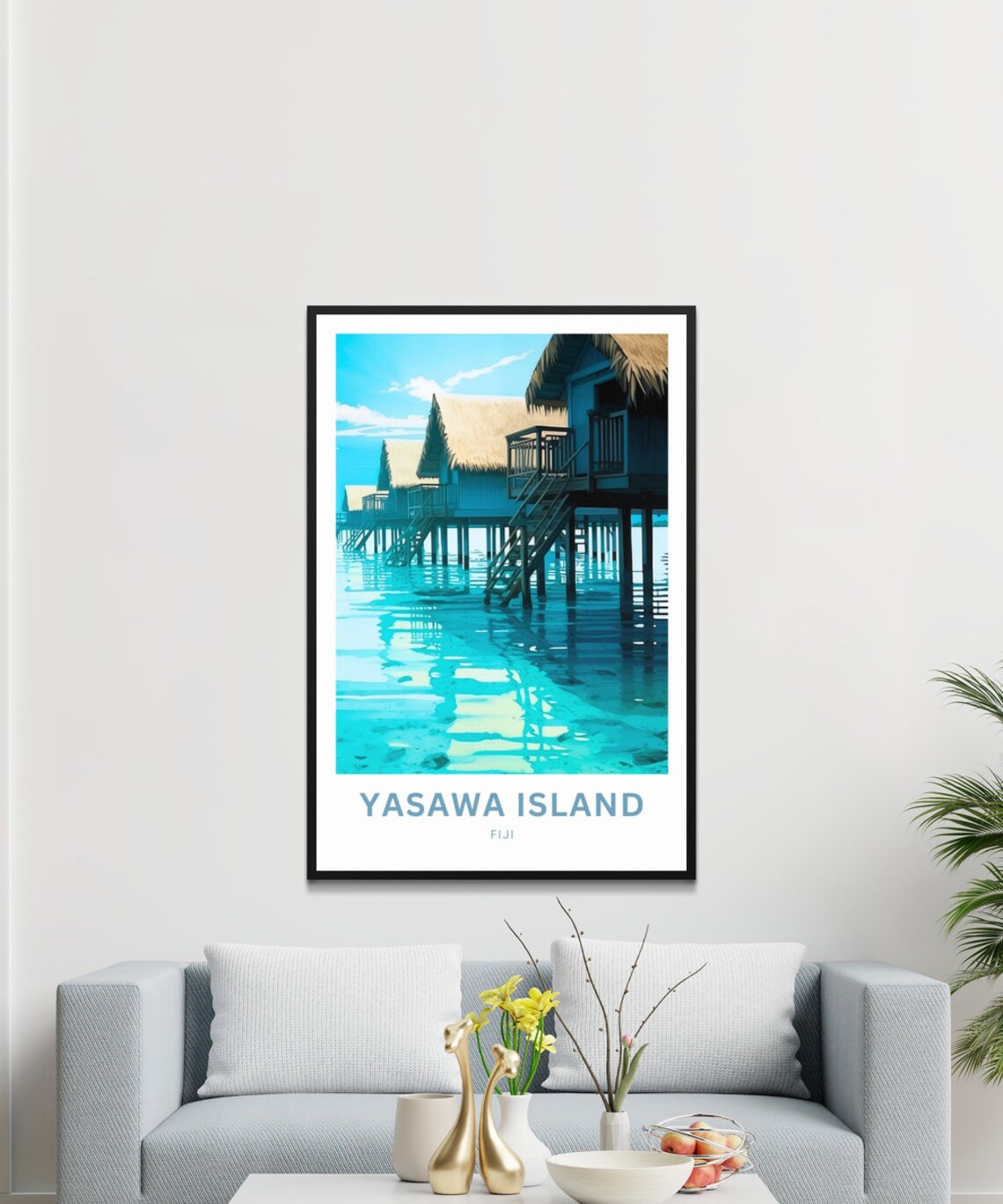 Yasawa Island Fiji Crystal Clear Lagoon Overwater Villa Poster - Image 3