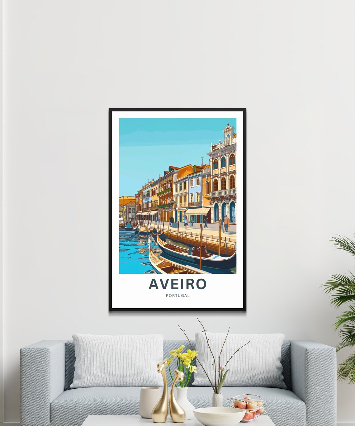 Aveiro Portugal Canal Colorful Houses Gondolas Retro Travel Poster - Image 3