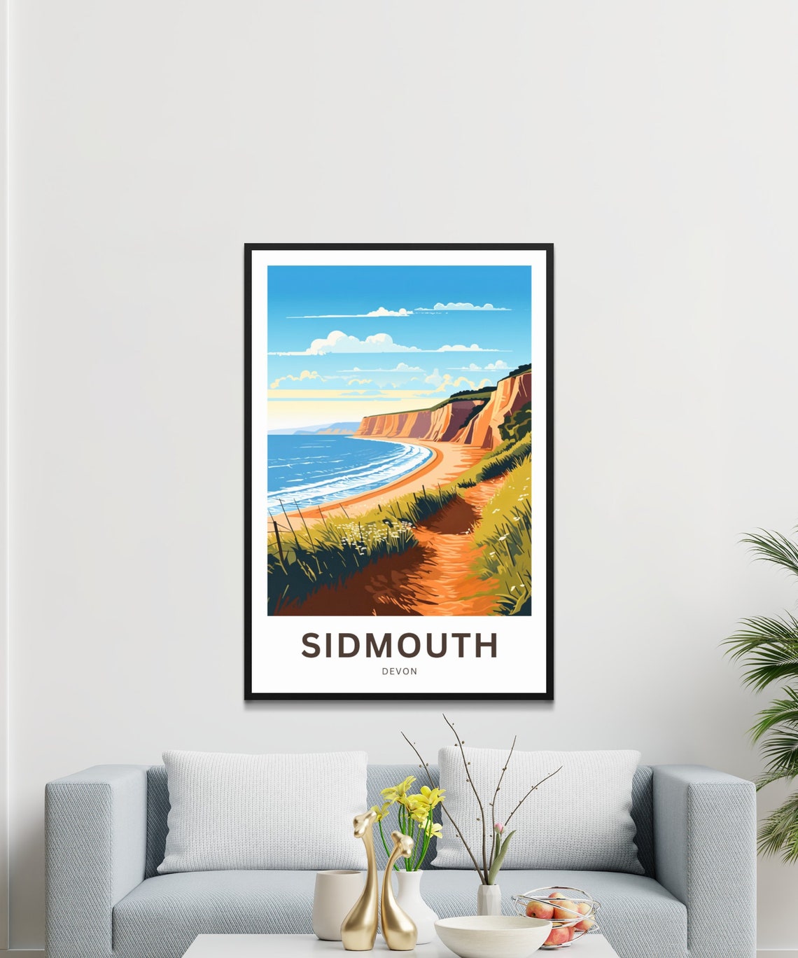 Sidmouth Devon Clifftop Coastal Path Personalized Travel Poster - Image 3