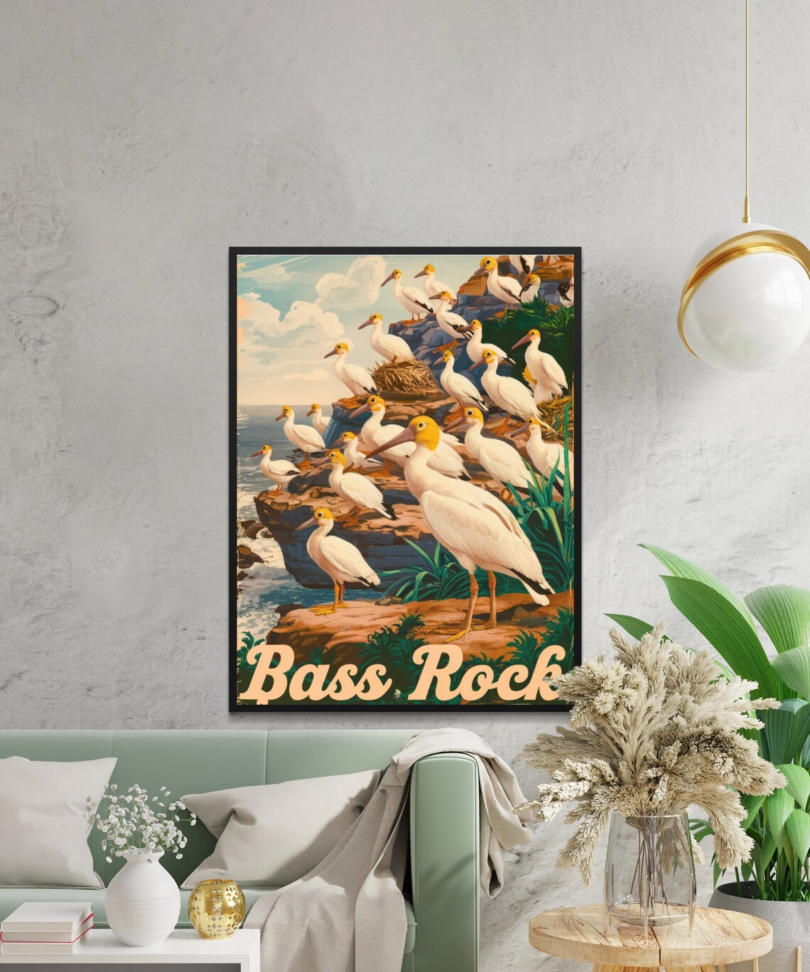 Bass Rock Scotland White Seabird Colony Vintage Travel Poster - Image 3
