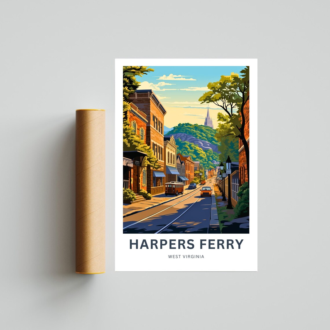 Harpers Ferry Personalized Sunset Main Street Scene Travel Poster - Image 4
