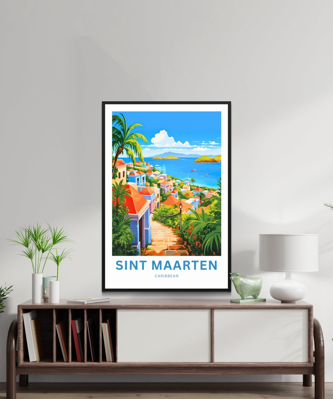 Sint Maarten Travel Print Sint Maarten Poster Caribbean Wall Art Framed Present Gift Saint Martin Present Personalized Custom Text - Image 2