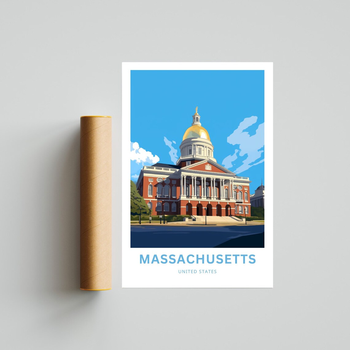 Massachusetts Golden Dome State House Personalized Travel Poster - Image 4