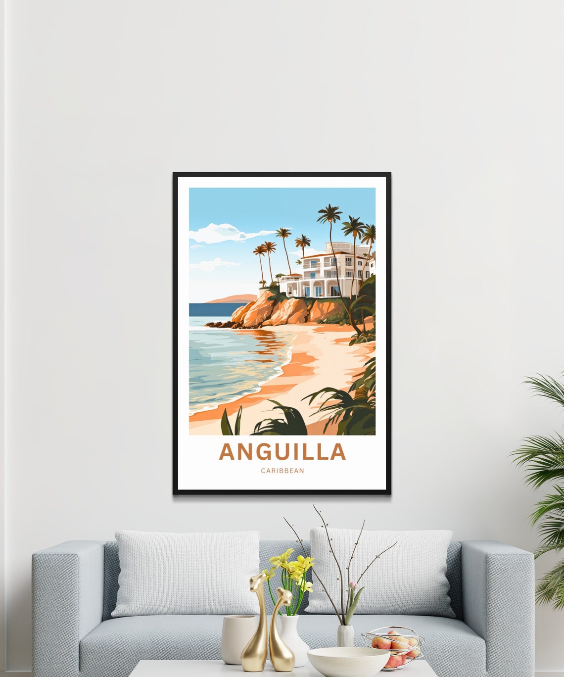 Anguilla Travel Print Anguilla Poster Caribbean Wall Art Framed Present Gift Caribbean Present - Image 3