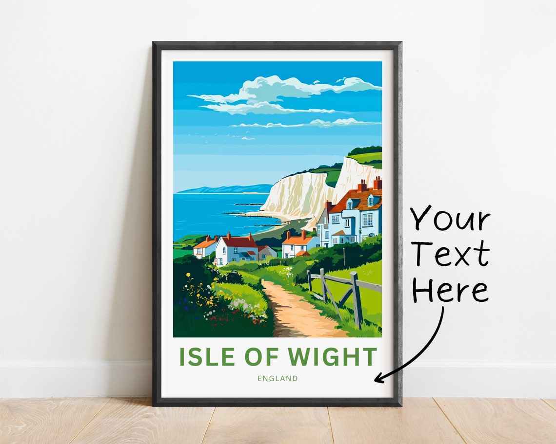 Isle of Wight England White Cliffs Personalized Coastal Poster