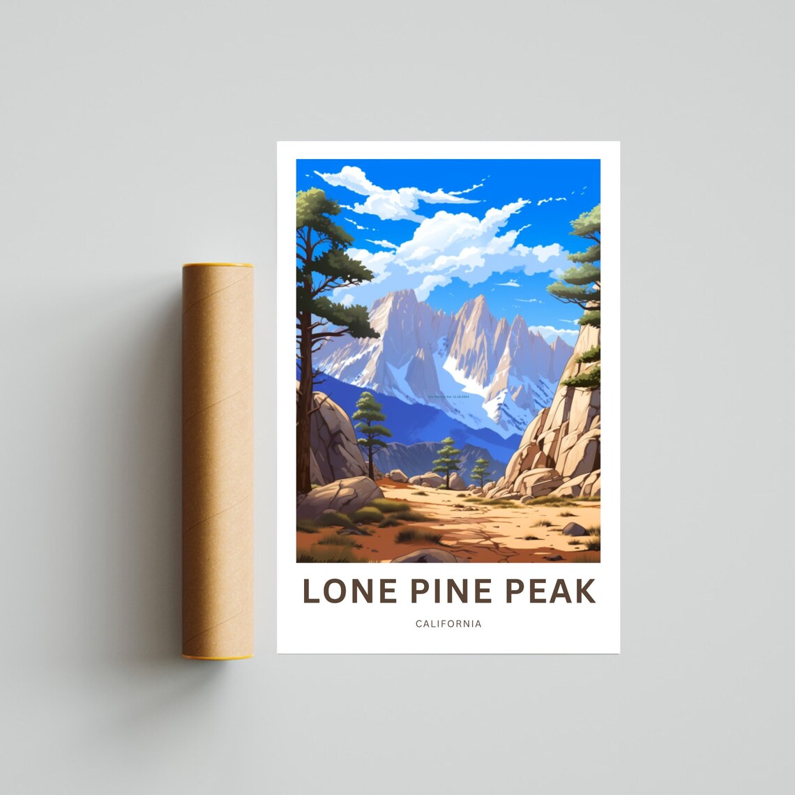 Lone Pine Peak California Granite Peaks Desert Trail Art Poster - Image 4