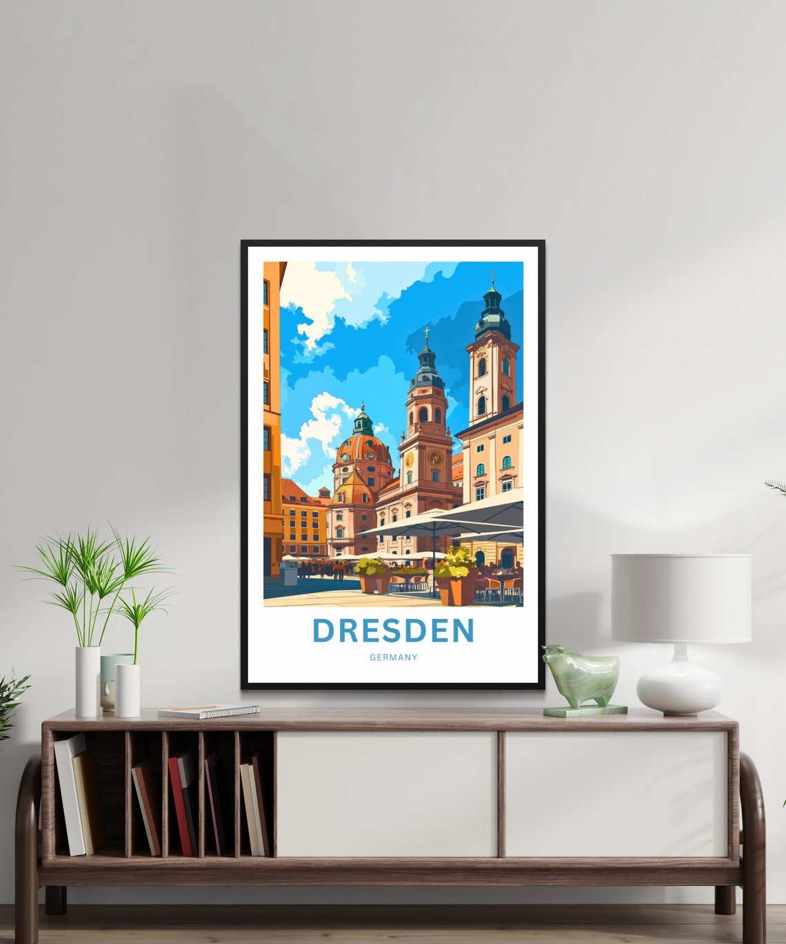 Personalized Dresden Germany Church Square Cafes Custom Poster - Image 2