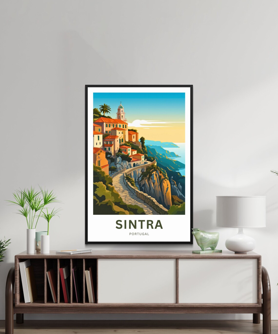 Sintra Portugal Cliffside Village Red Roofs Scenic Coast Travel Poster - Image 2