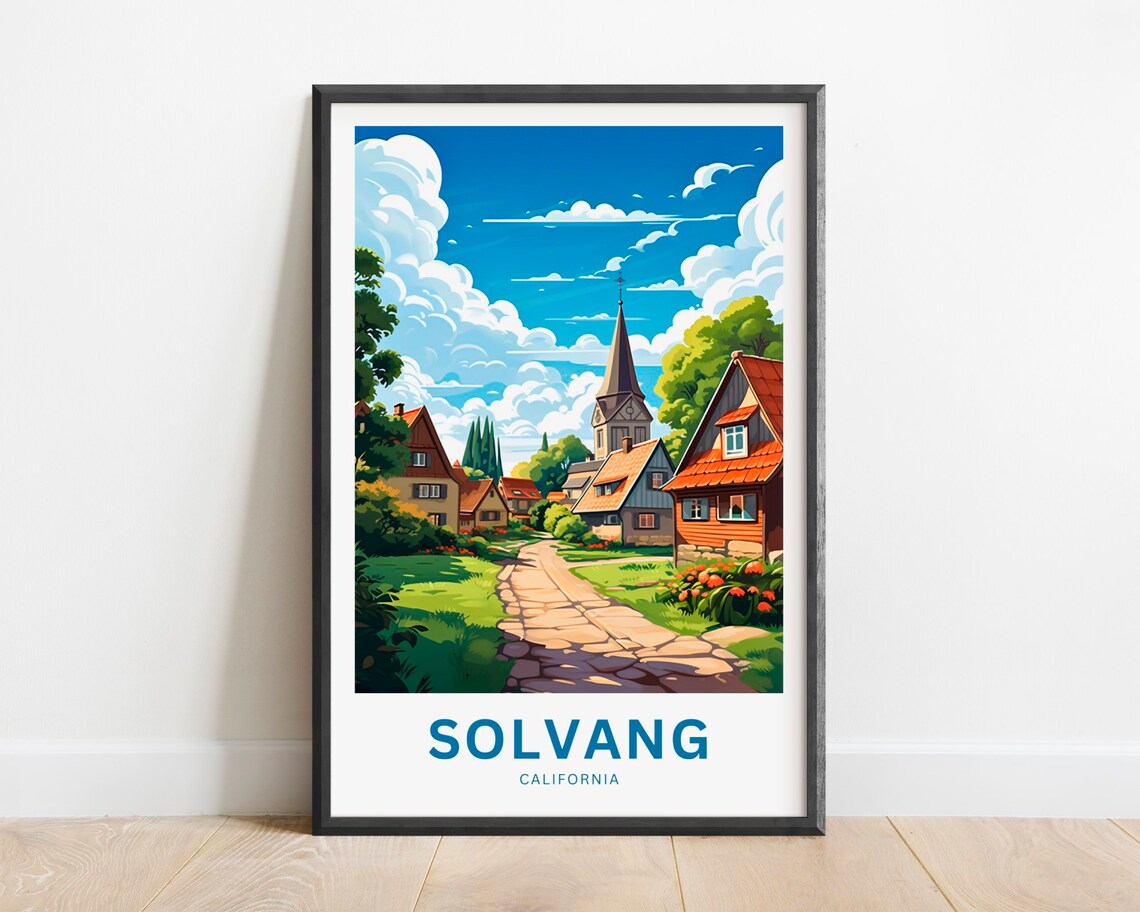 Solvang California Charming Village Church Street Travel Poster