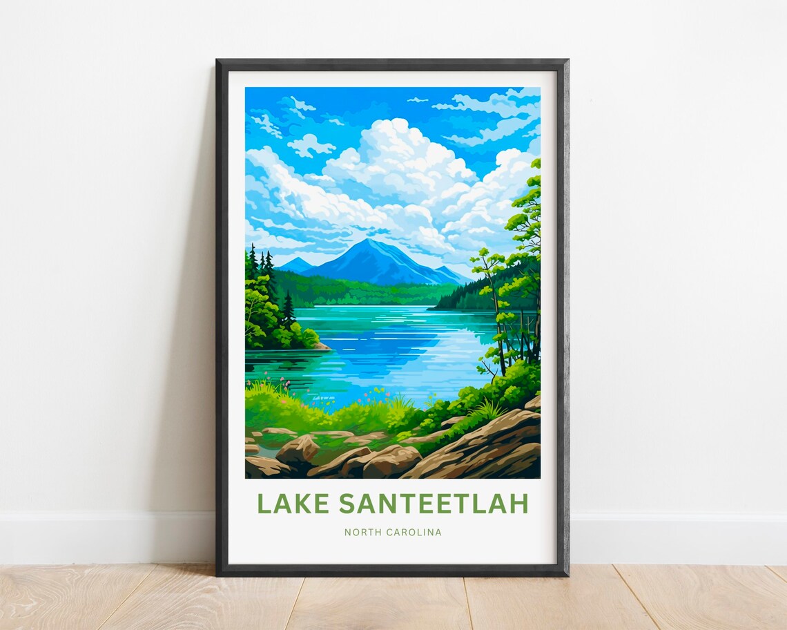 Lake Santeetlah North Carolina Rocky Shore Calm Waters Travel Poster