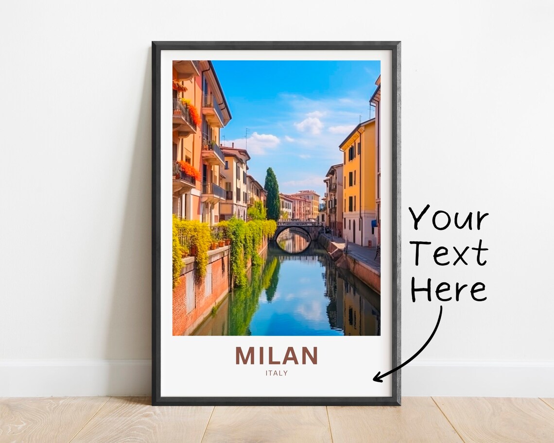 Milan Italy Navigli Canal Water Personalized Photo Travel Poster