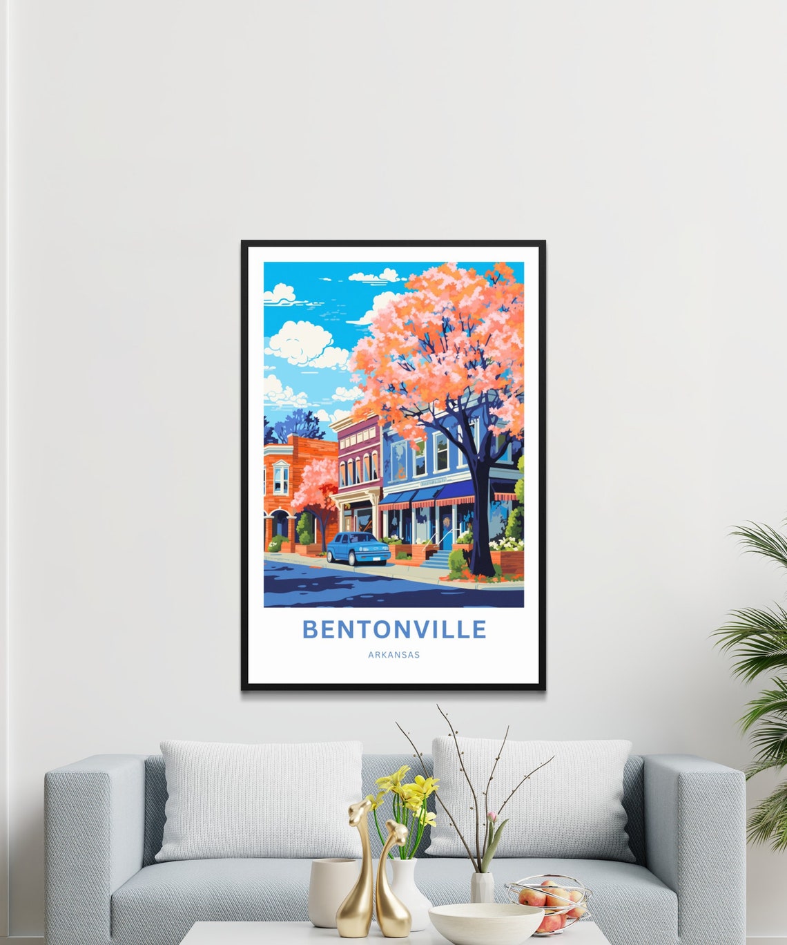 Bentonville Arkansas Downtown Storefront Blossom Scene Travel Poster - Image 3