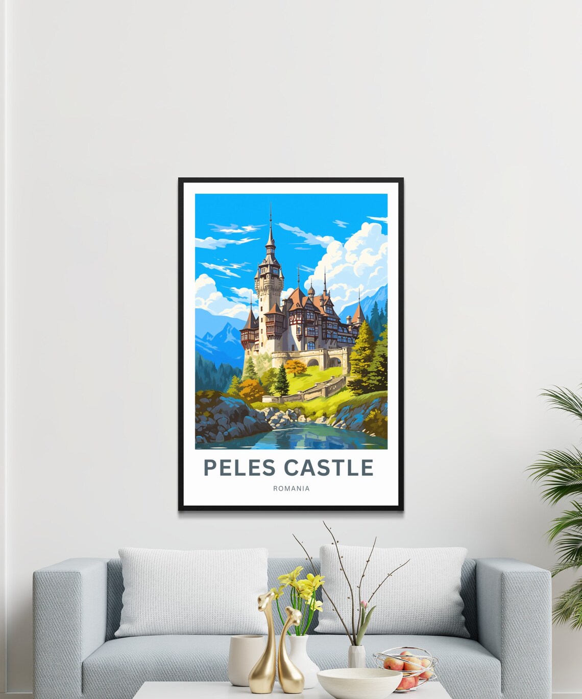 Peles Castle Romania Fairytale Palace Autumn Hills Art Poster - Image 3