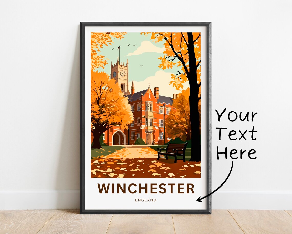 Personalized Winchester England Autumn College Custom Travel Poster
