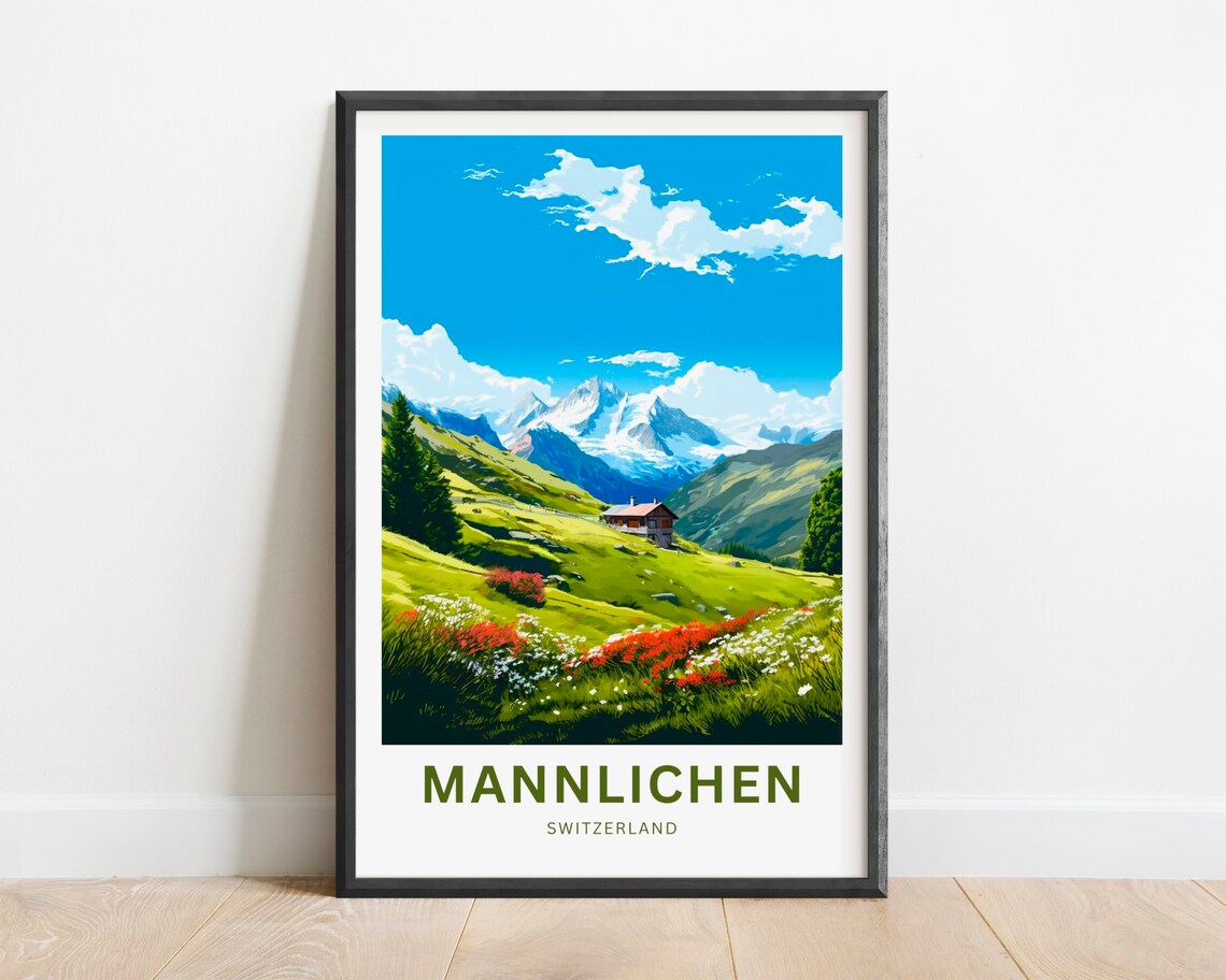 Mannlichen Switzerland Wildflower Meadow Alpine Travel Poster