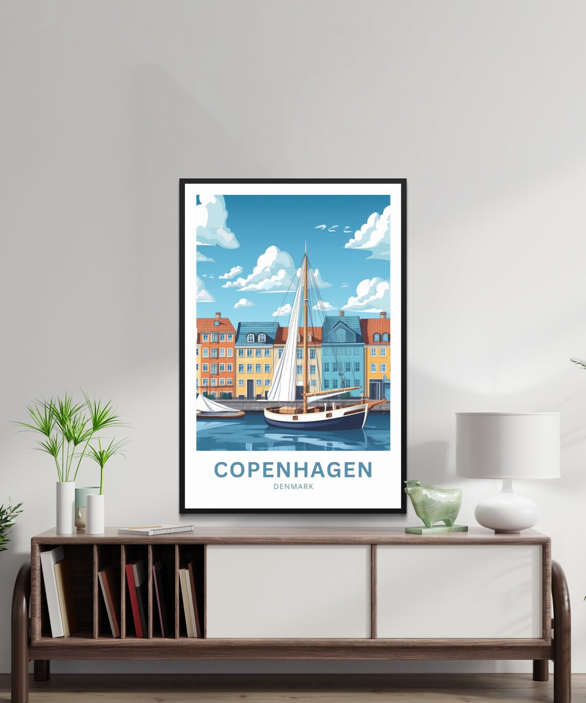Copenhagen Denmark Nyhavn Harbor Colorful Sailboat Travel Poster - Image 2