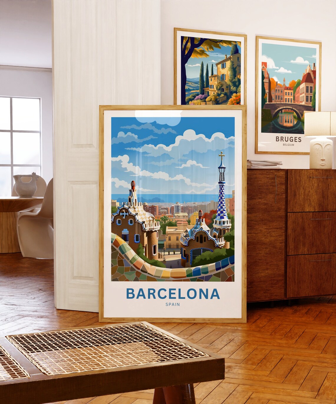 Personalized Barcelona Park Guell Mosaic Towers City View Poster - Image 5