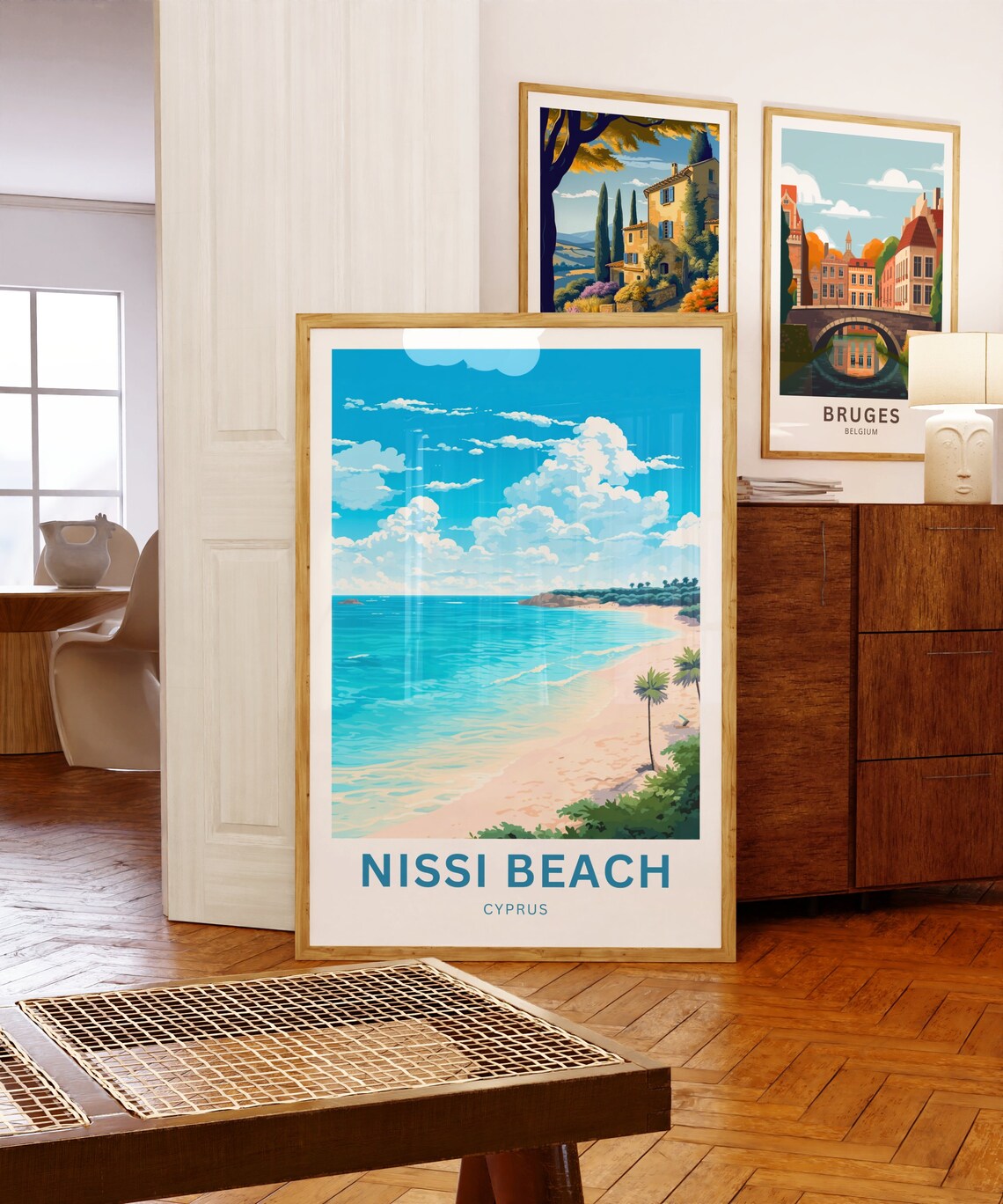 Nissi Beach Cyprus Turquoise Sea Palm Fringed Beach Travel Poster - Image 5