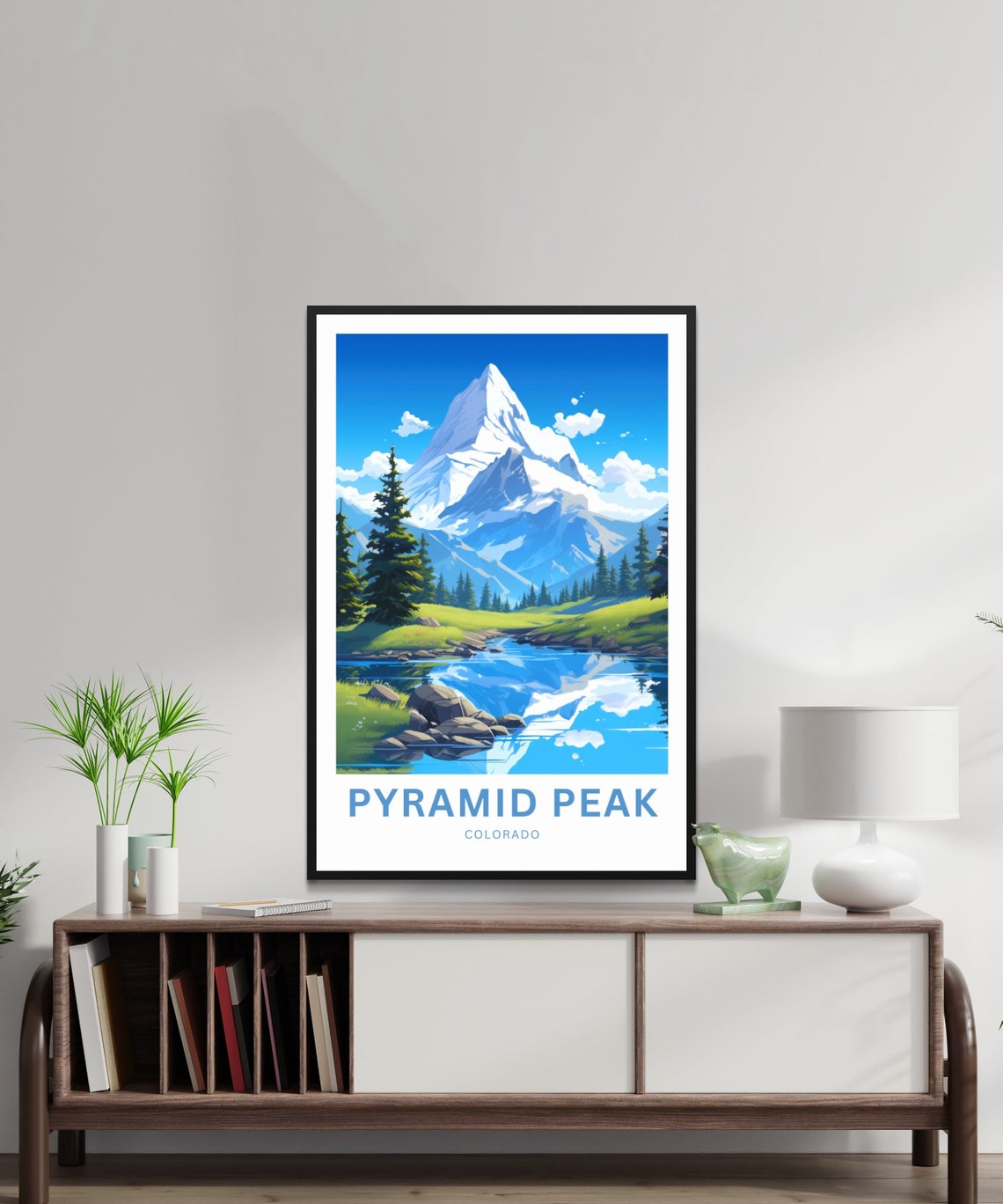 Pyramid Peak Colorado Alpine Lake Mirror Sharp Summit Travel Poster - Image 2