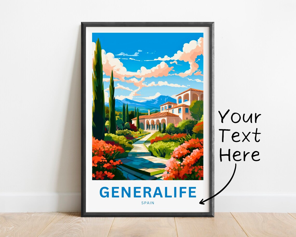 Generalife Spain Personalized Palace Garden Oasis Art Poster
